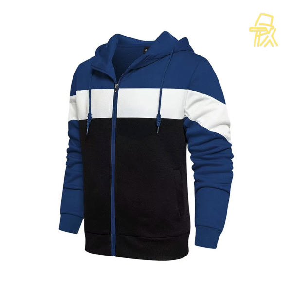 Bold Color - Block Zip - Up Hoodie