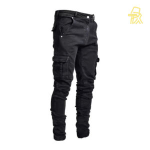 Slim - Fit Wrinkled Cargo Denim Jeans